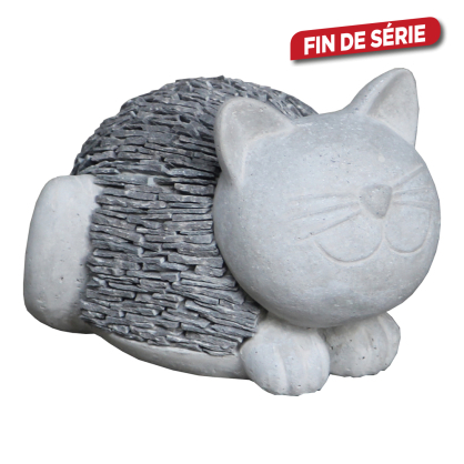 Chat couché en ciment et ardoise 29 x 21 x 19 cm