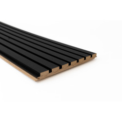 Lambris revêtu Latt noir mat 30 x 277 x 2 cm 2 pièces MAESTRO