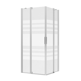 Porte de douche d'angle pivotante avec sérigraphie Laja chrome 90 x 90 x 200 cm ALLIBERT