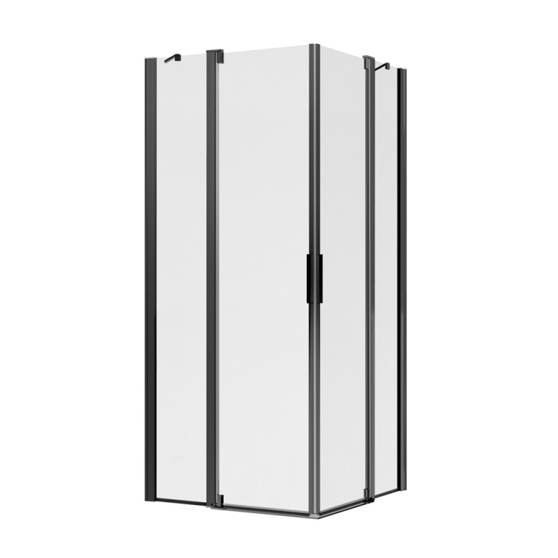 Porte de douche d'angle pivotante transparente Laja noire 90 x 90 x 200 cm ALLIBERT