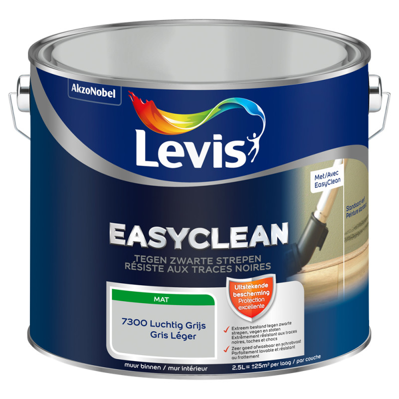 Peinture pour murs Easyclean Traces noires gris léger mat 2,5 L LEVIS