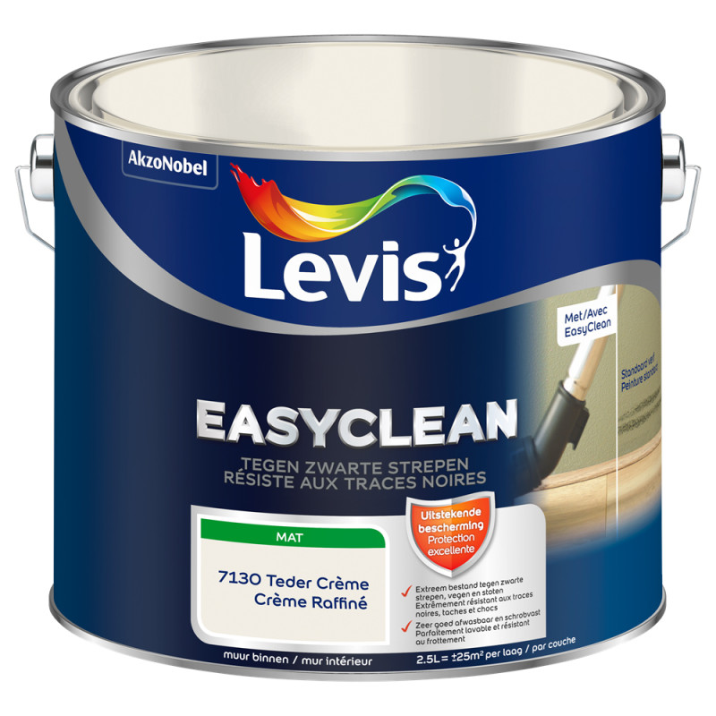 Peinture pour murs Easyclean Traces noires crème raffiné mat 2,5 L LEVIS