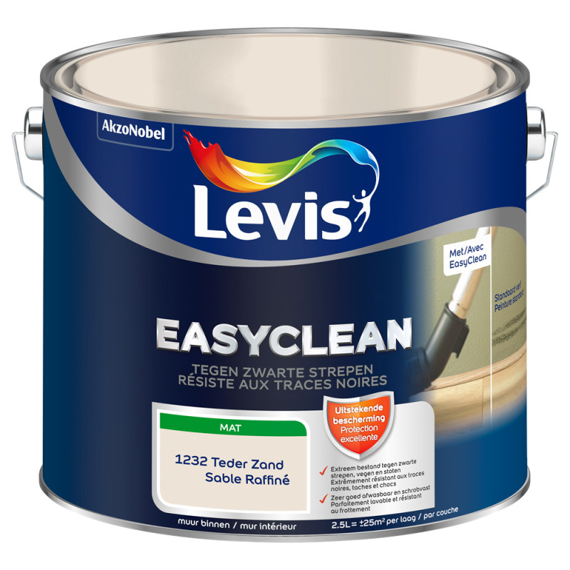 Peinture pour murs Easyclean Traces noires sable raffiné mat 2,5 L LEVIS