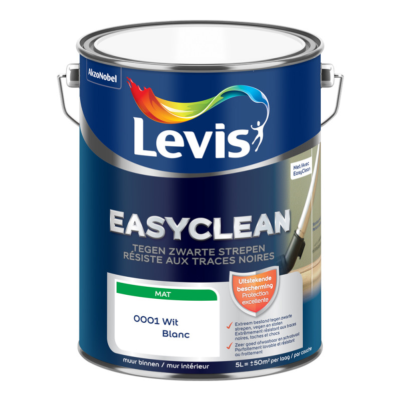 Peinture pour murs Easyclean Traces noires blanc mat 5 L LEVIS