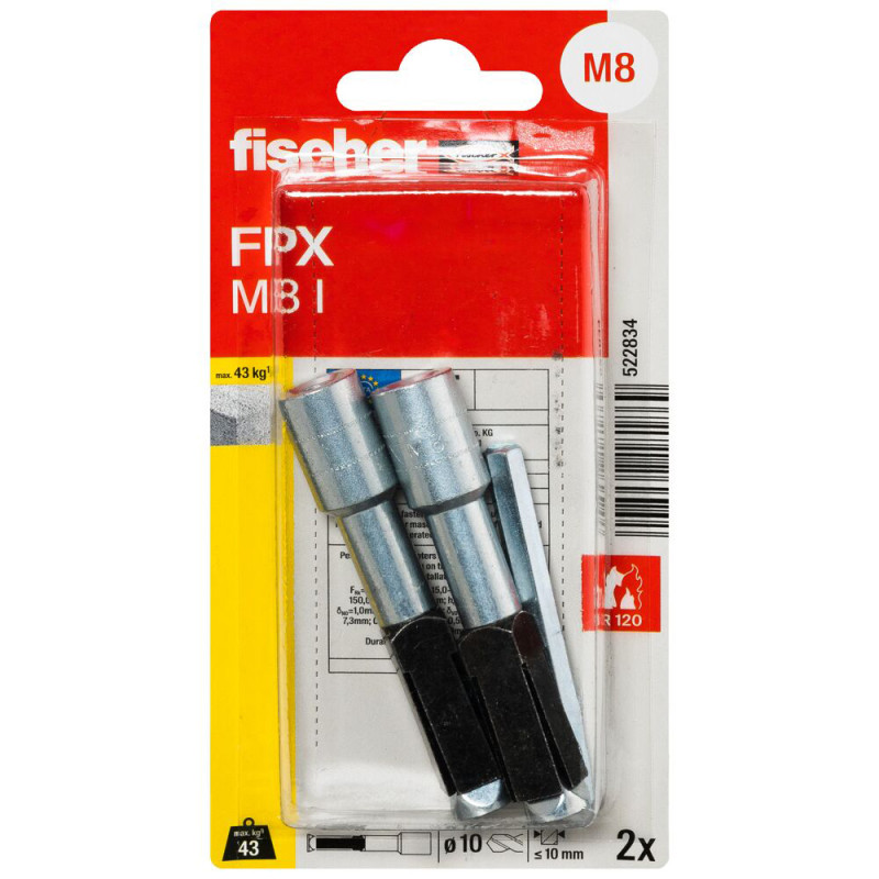 Cheville pour béton cellulaire FPX-I M8 I 2 pièces