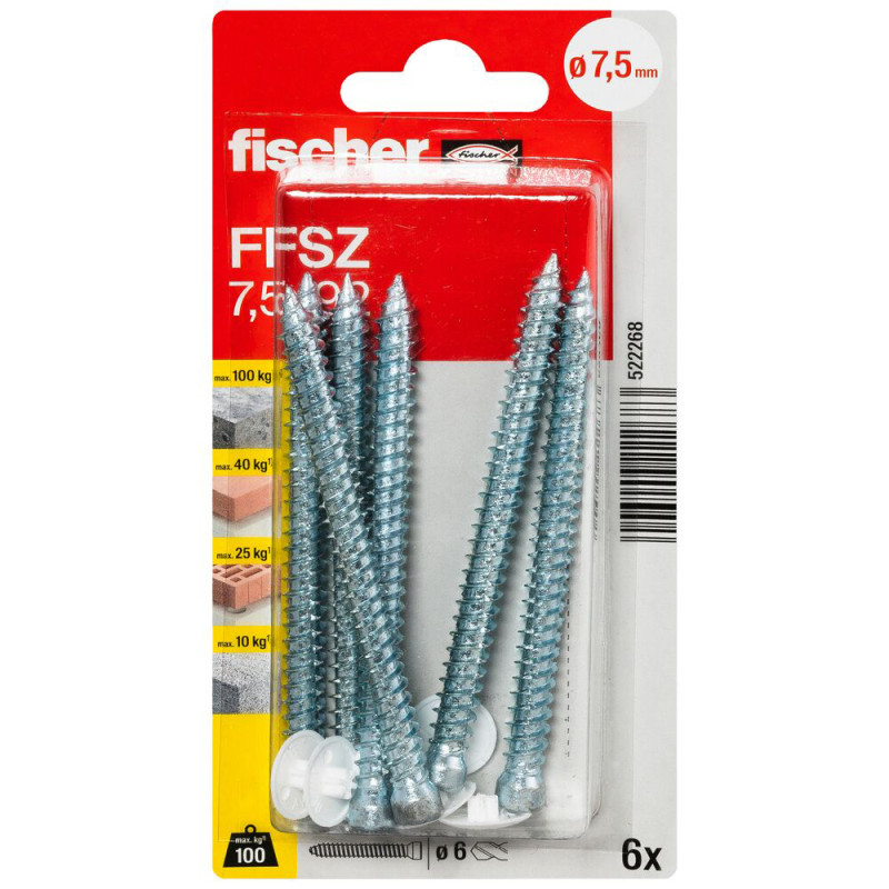 Vis de fixation pour cadres FFSZ 7,5 x 92 mm 100 pièces Vis de fixation pour cadres FFSZ 7,5 x 92 mm 100 pièces