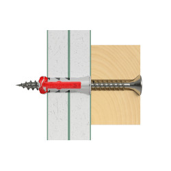 Cheville DuoPower S en nylon avec collerette Ø 6 x 30 mm avec vis 8 pièces