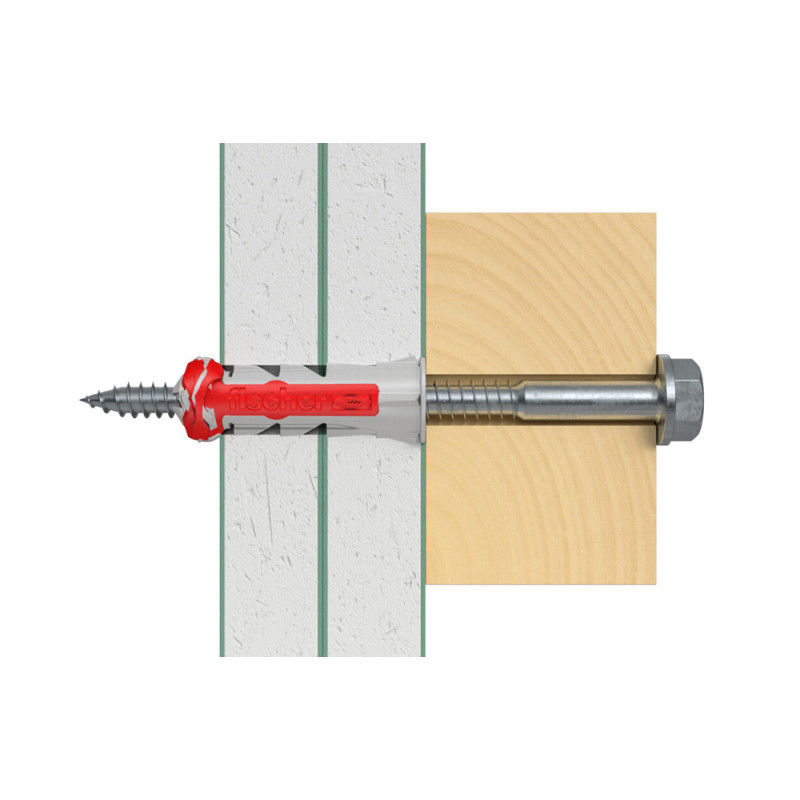 Cheville DuoPower S en nylon avec collerette Ø 10 x 50 mm avec vis 4 pièces