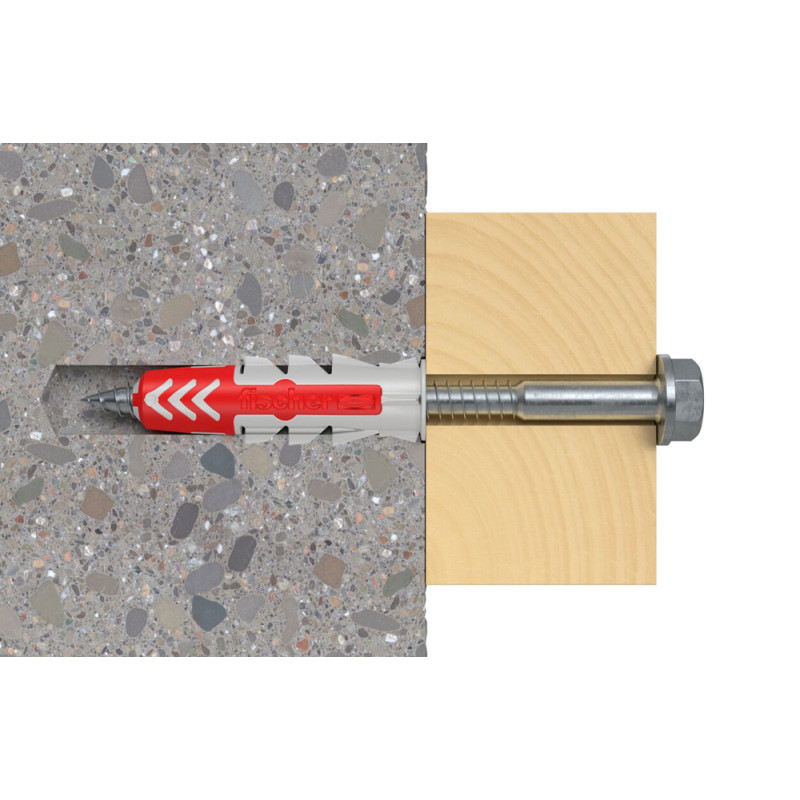 Cheville DuoPower S en nylon avec collerette Ø 10 x 50 mm avec vis 4 pièces