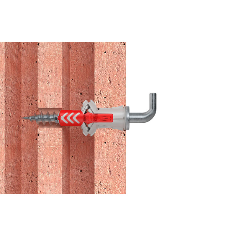 Cheville DuoPower WH en nylon avec collerette Ø 6 x 30 mm avec crochet droit 6 pièces