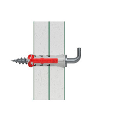 Cheville DuoPower WH en nylon avec collerette Ø 8 x 40 mm avec crochet droit 4 pièces