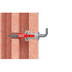 Cheville DuoPower WH en nylon avec collerette Ø 10 x 50 mm avec crochet droit 2 pièces