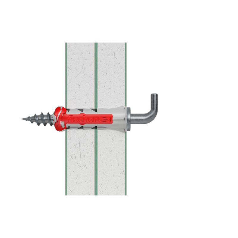 Cheville DuoPower WH en nylon avec collerette Ø 10 x 50 mm avec crochet droit 2 pièces