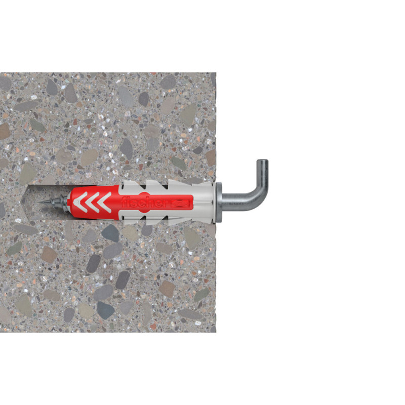 Cheville DuoPower WH en nylon avec collerette Ø 10 x 50 mm avec crochet droit 2 pièces