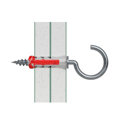 Cheville DuoPower RH en nylon avec collerette Ø 10 x 50 mm avec crochet rond 2 pièces