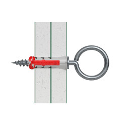 Cheville DuoPower OH en nylon avec collerette Ø 6 x 30 mm avec piton 4 pièces