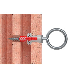 Cheville DuoPower OH en nylon avec collerette Ø 8 x 40 mm avec piton 2 pièces Cheville DuoPower OH en nylon avec collerette Ø 8 x 40 mm avec piton 2 pièces