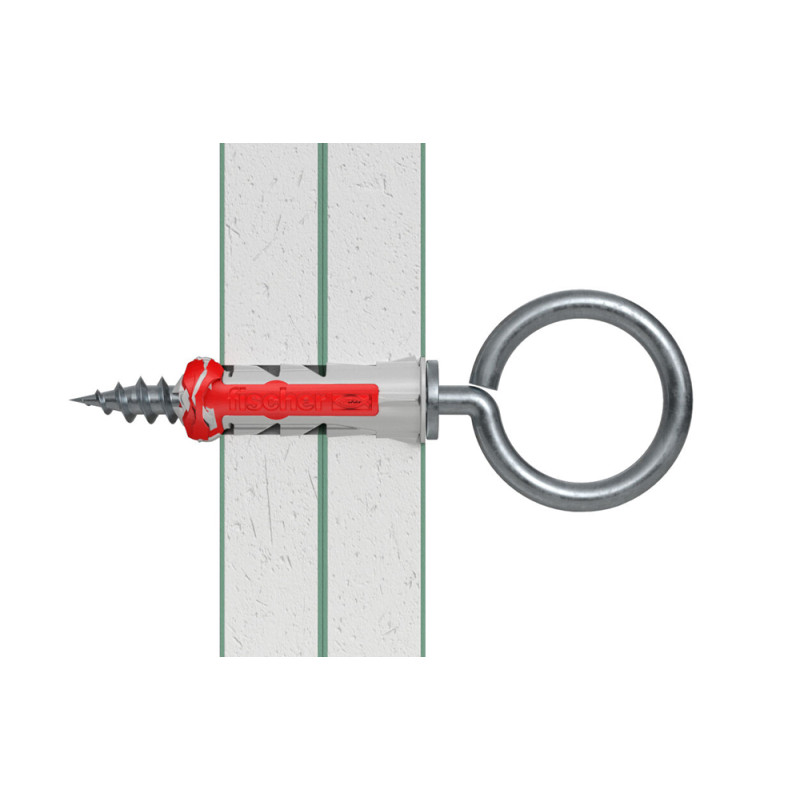 Cheville DuoPower OH en nylon avec collerette Ø 8 x 40 mm avec piton 2 pièces Cheville DuoPower OH en nylon avec collerette Ø 8 x 40 mm avec piton 2 pièces