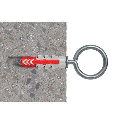 Cheville DuoPower OH en nylon avec collerette Ø 8 x 40 mm avec piton 2 pièces Cheville DuoPower OH en nylon avec collerette Ø 8 x 40 mm avec piton 2 pièces