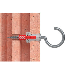 Cheville DuoPower RH en nylon avec collerette Ø 6 x 30 mm avec crochet rond 6 pièces