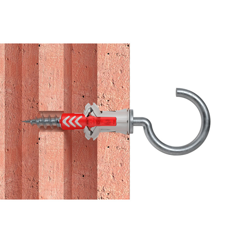 Cheville DuoPower RH en nylon avec collerette Ø 6 x 30 mm avec crochet rond 6 pièces