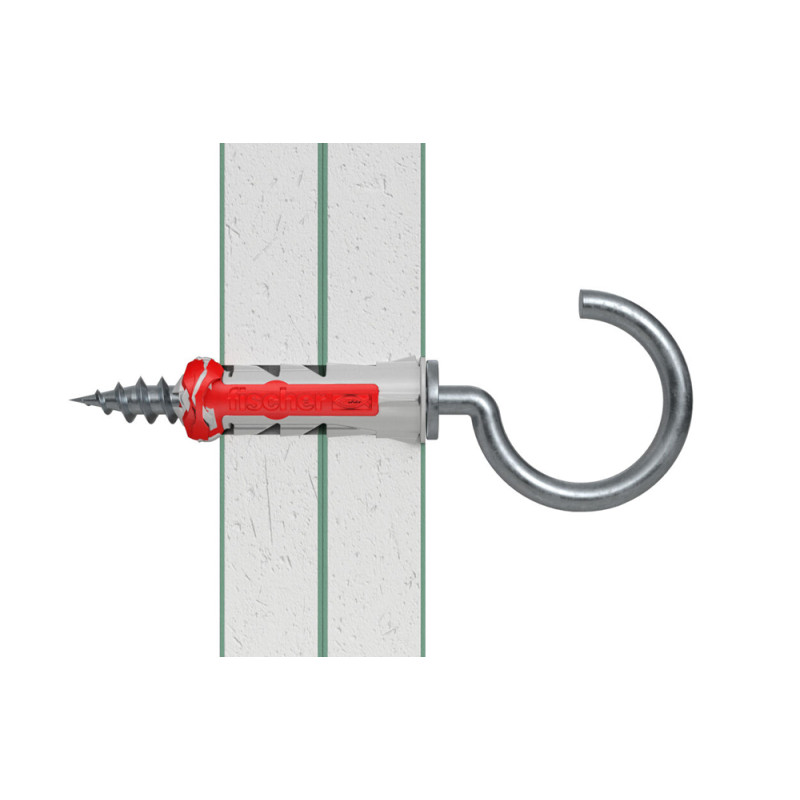 Cheville DuoPower RH en nylon avec collerette Ø 6 x 30 mm avec crochet rond 6 pièces