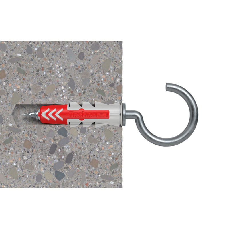 Cheville DuoPower RH en nylon avec collerette Ø 6 x 30 mm avec crochet rond 6 pièces