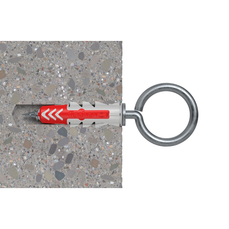 Cheville DuoPower OH en nylon avec collerette Ø 10 x 50 mm avec piton 2 pièces