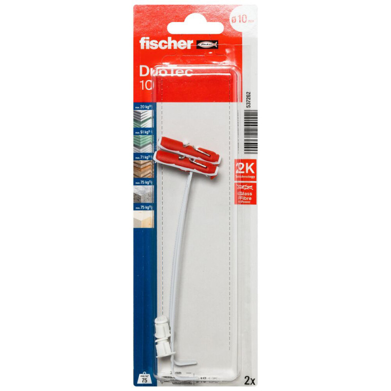 Cheville à bascule Duotec en nylon Ø 10 x 39 mm 2 pièces