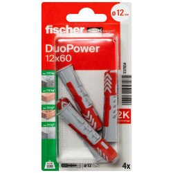 Cheville DuoPower en nylon avec collerette Ø 12 x 60 mm 4 pièces