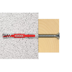 Cheville DuoPower S en nylon avec collerette Ø 8 x 65 mm avec vis 4 pièces