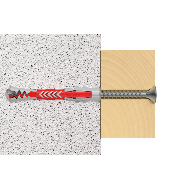 Cheville DuoPower S en nylon avec collerette Ø 8 x 65 mm avec vis 4 pièces