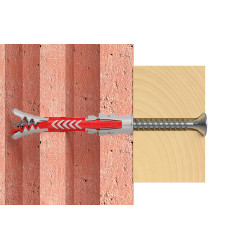 Cheville DuoPower S en nylon avec collerette Ø 8 x 65 mm avec vis 4 pièces