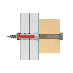 Cheville DuoPower S en nylon avec collerette Ø 12 x 60 mm avec vis 2 pièces