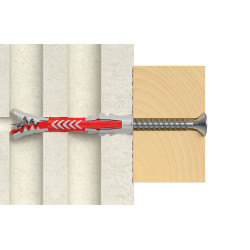 Cheville DuoPower en nylon avec collerette Ø 10 x 80 mm 25 pièces