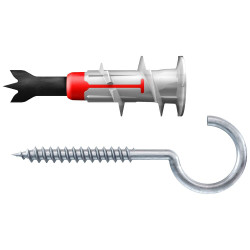 Cheville autoforeuse DuoBlade RH pour plaques de carton-plâtre avec crochet rond 6 pièces