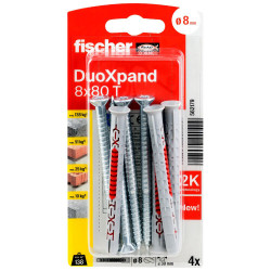 Cheville DuoXpand en nylon Ø 8 x 80 mm avec vis à tête fraisée 4 pièces