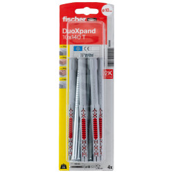 Cheville DuoXpand en nylon Ø 10 x 140 mm avec vis à tête fraisée 4 pièces