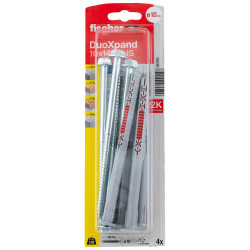 Cheville DuoXpand en nylon Ø 10 x 140 mm avec vis à tête hexagonale 4 pièces Cheville DuoXpand en nylon Ø 10 x 140 mm avec vis à tête hexagonale 4 pièces