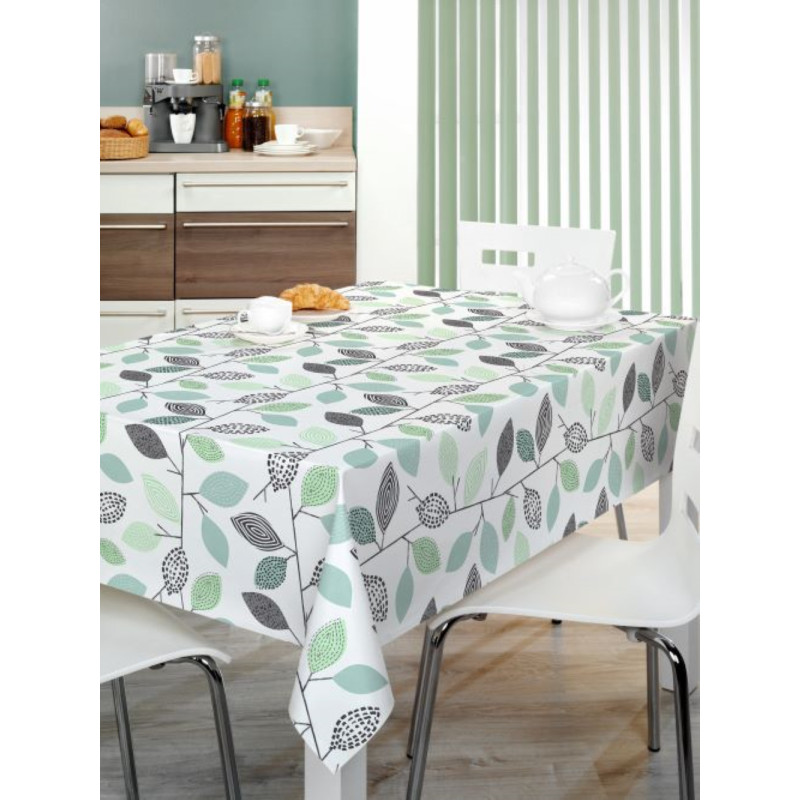 Nappe en PVC non-tissé gaufré Branches vert 140 cm au mètre