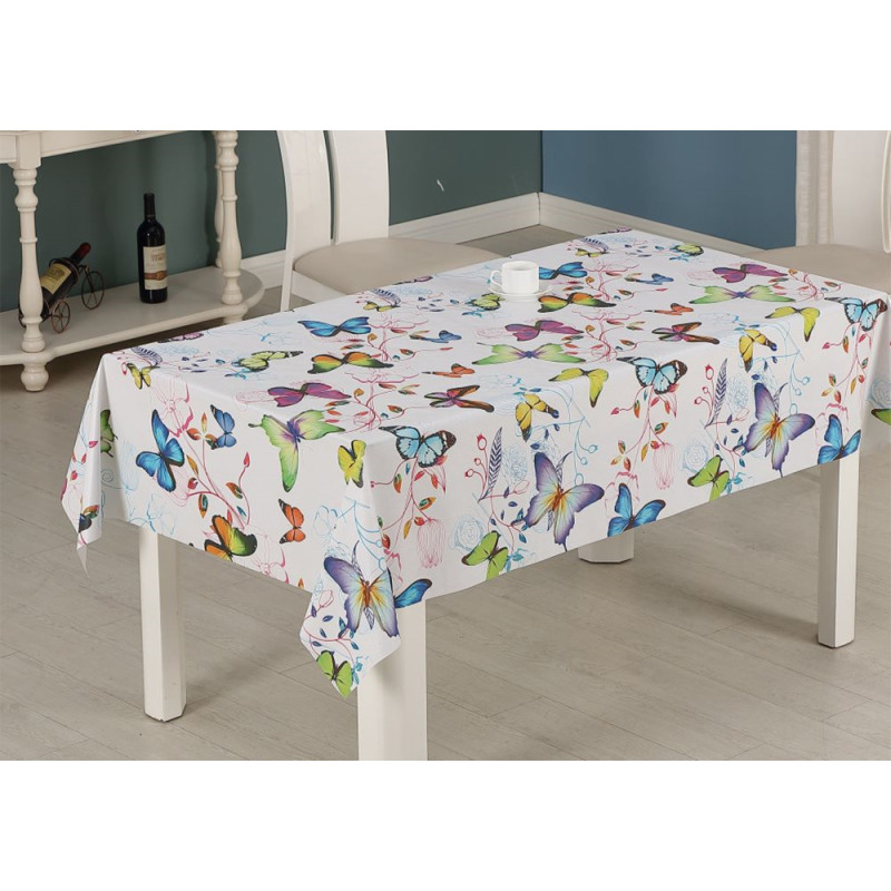 Nappe en PVC tissé gaufré Butterflies 140 cm au mètre