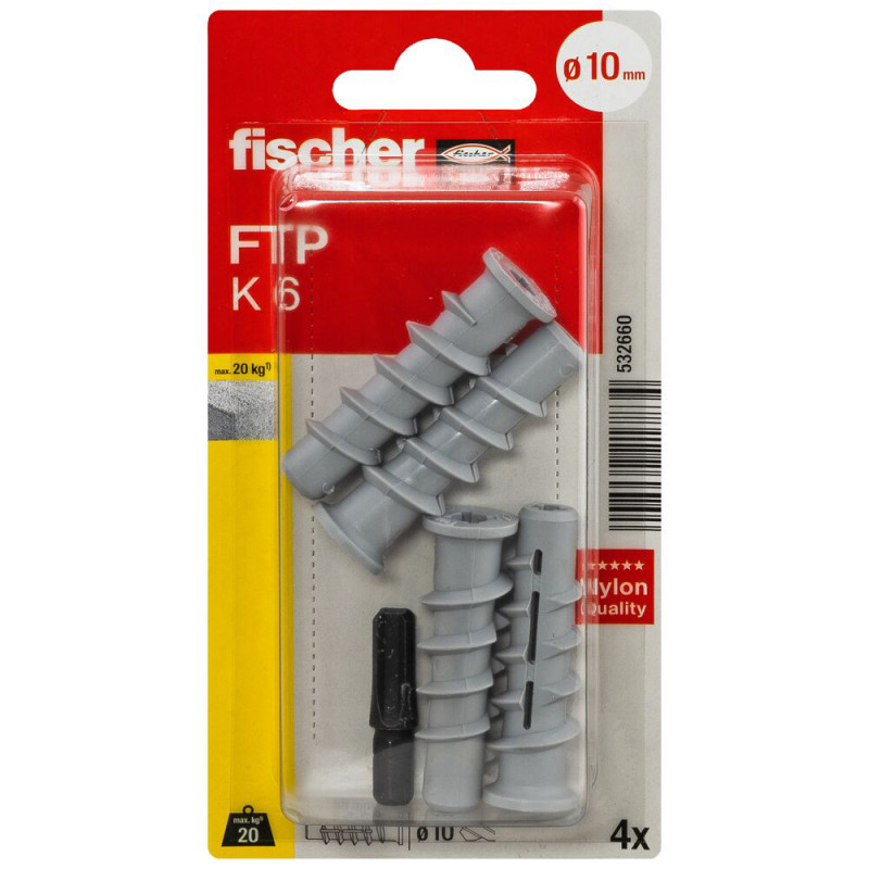 Cheville turbo pour béton cellulaire  Ø 10 x 50 mm 4 pièces