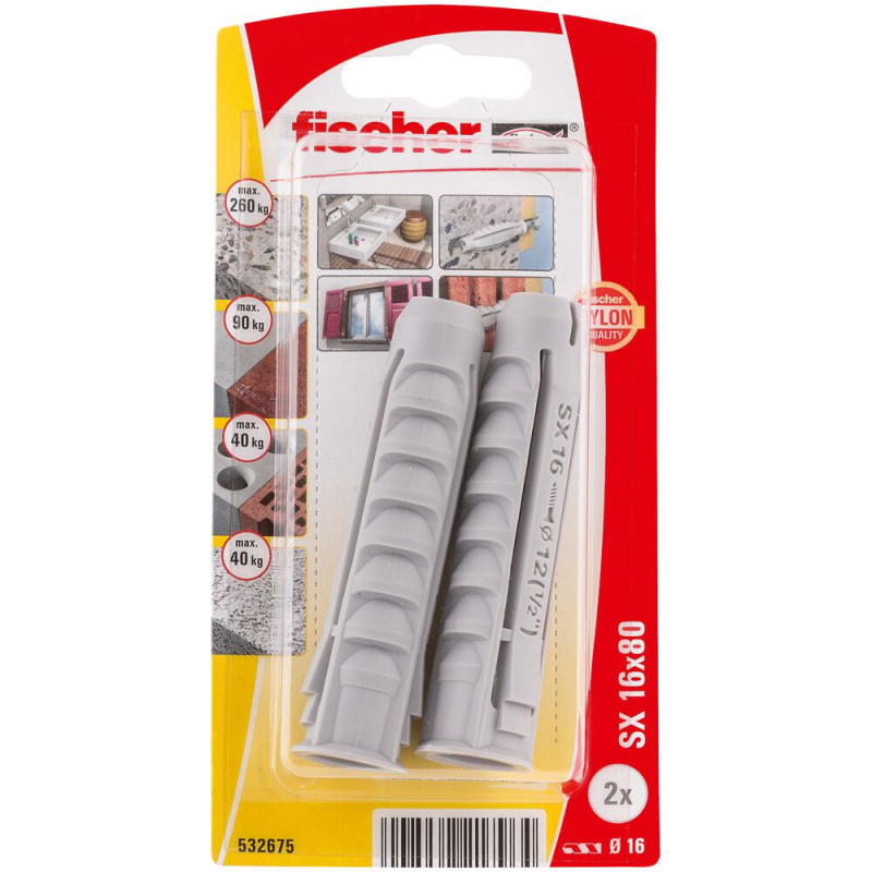 Cheville à expansion avec collerette SX Ø 16 x 80 mm 2 pièces Cheville à expansion avec collerette SX Ø 16 x 80 mm 2 pièces