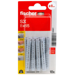 Cheville à expansion avec collerette SX Ø 8 x 65 mm 10 pièces