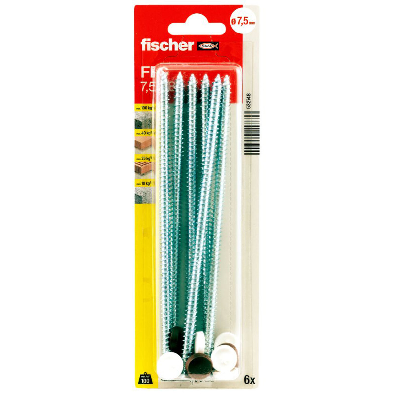 Vis de fixation pour cadres FFS 7,5 x 182 mm 6 pièces Vis de fixation pour cadres FFS 7,5 x 182 mm 6 pièces