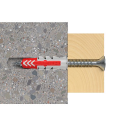 Cheville DuoPower en nylon avec collerette Ø 5 x 25 mm avec vis 18 pièces