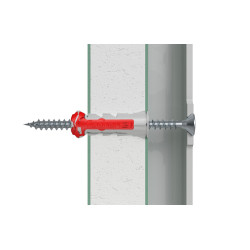 Cheville DuoPower en nylon avec collerette Ø 6 x 30 mm avec vis et cache pour fixation d'étagères 12 pièces