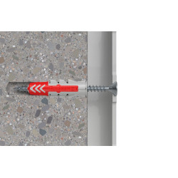 Cheville DuoPower en nylon avec collerette Ø 6 x 30 mm avec vis et cache pour fixation d'étagères 12 pièces