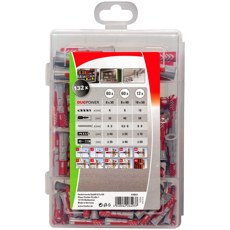Assortiment de chevilles Profil-Box DuoPower en nylon avec collerette 132 pièces Assortiment de chevilles Profil-Box DuoPower en nylon avec collerette 132 pièces
