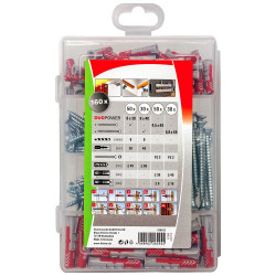 Assortiment de chevilles Profil-Box DuoPower en nylon avec collerette et vis 160 pièces